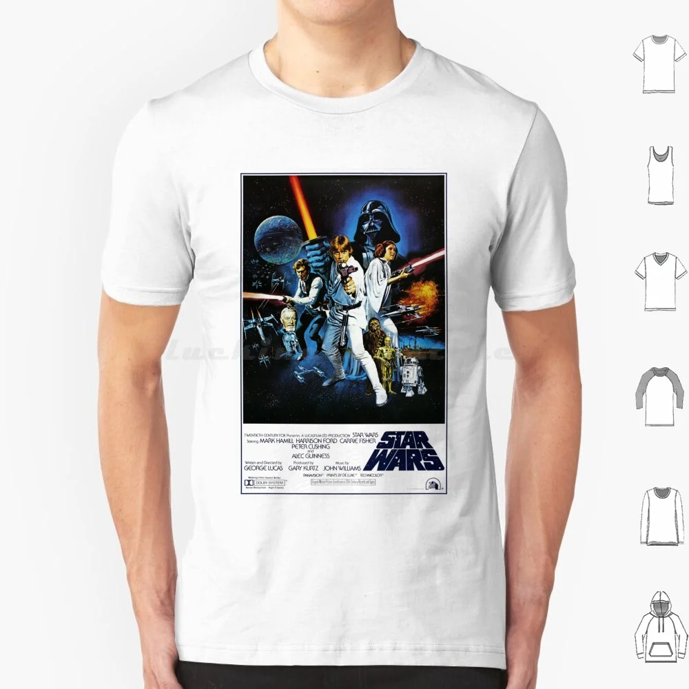 Póster de películas Vintage de ataque de guerra Original, camiseta de gran tamaño, 100% algodón, película de Star Wars, película de acción de Star Wars