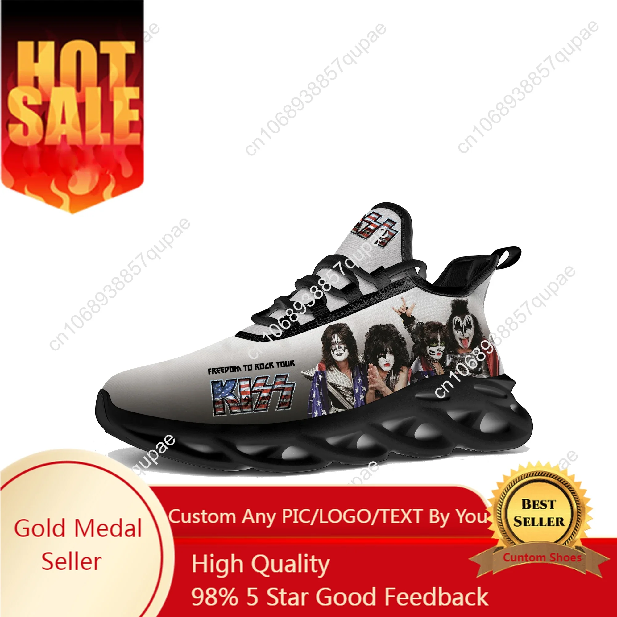 

Kiss Rock Band Heavy Metal Flats Sneakers Mens Womens Sports Running Shoes High Quality Sneaker Customized Casual Shoe