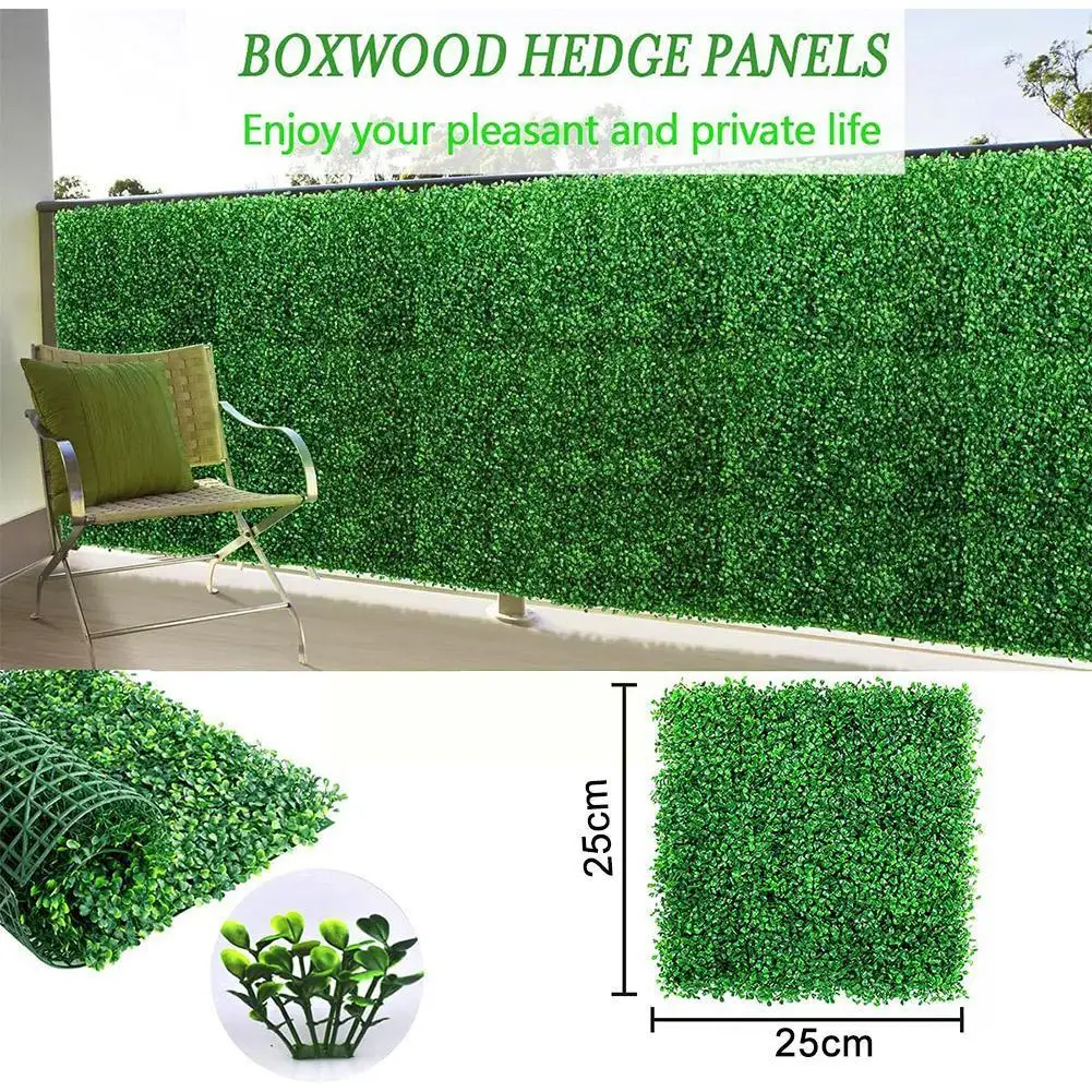 

Artificial Flowers Boxwood Grass 25x25cm Backdrop Garden Fence Decor Greenery Wall Plant Topiary Hedge Backyard Deco