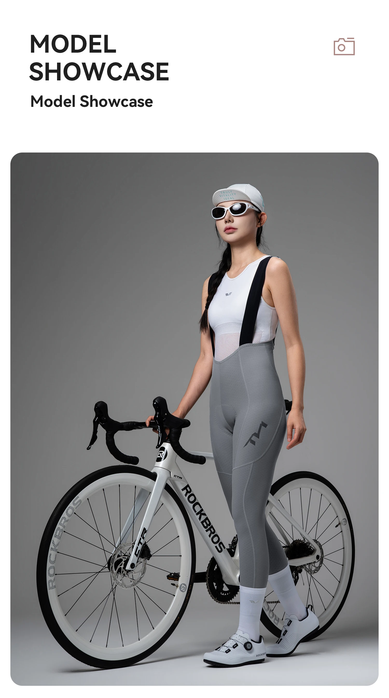 ROCKBROS TVI Damen Fleece-Radtrikot-Latzhose, lange Thermo-Winddichte Radhose, elastische Radtrikot-Latzhose mit Taschen – Detail 14