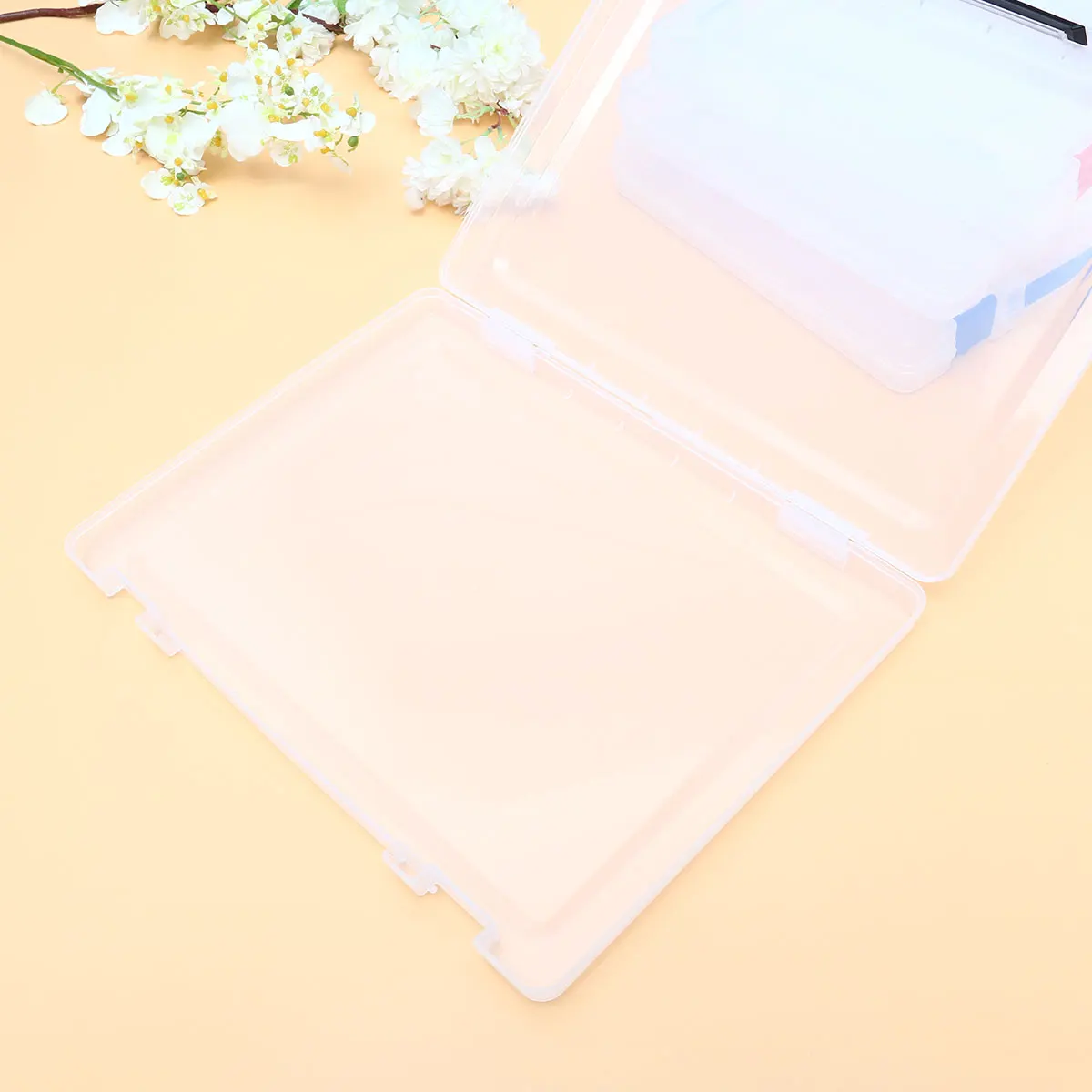 Professional Document Storage Box Transparent Lid Stackable File Case Paperwork Holder Office Supplies Stationery Organizer
