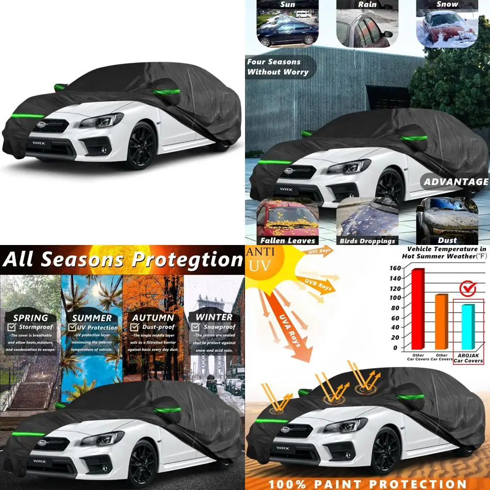 

Всепогодный автомобильный чехол, водонепроницаемая защита от УФ-солнца, снега и дождя с дверью на молнии и ветрозащитными лентами для моделей 2012-2025 гг.