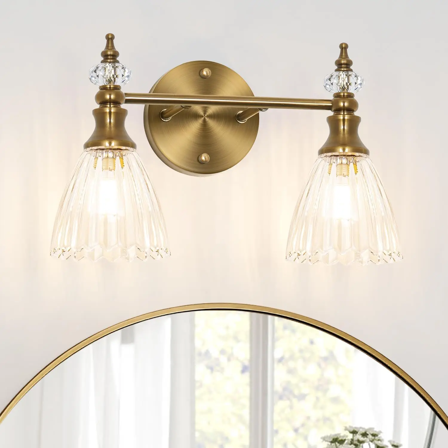 

Винтажный настенный светильник из матового золота с прозрачными стеклянными плафонами, 2 лампы для ванной комнаты и прихожей, простая установка