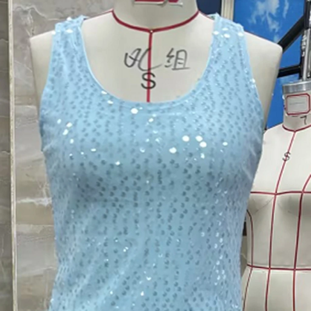 2025 Women Y2K Sleeveless Bling Sequins Dress Sets Summer Solid Color Metal Women Sets for Party Cocktail Club Streetwear