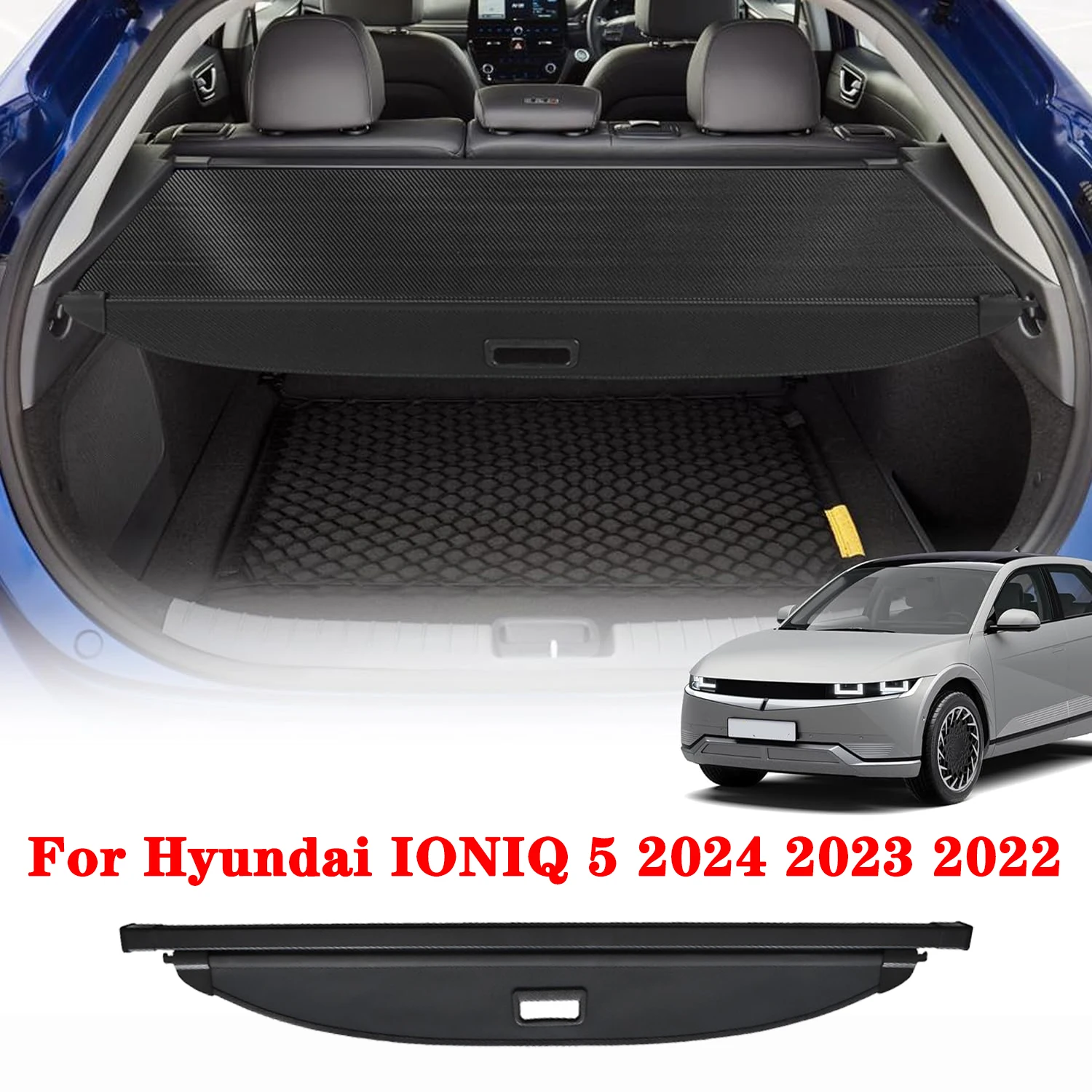 

Cargo Cover for Hyundai Ioniq 5 2024 2023 2022, Retractable Rear Trunk Cargo Cover Carbon Fiber Cargo Cover Shielding Shade