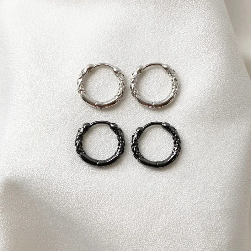 

925 Sterling Silver Earrings Black Silver Earrings For Women Fashion Personality Lovers Ear Buckle