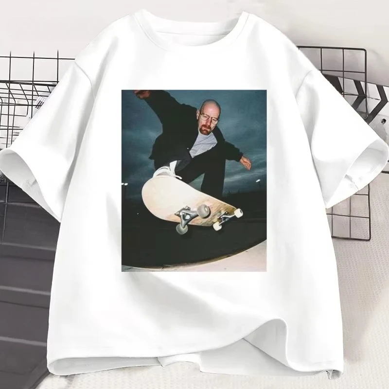 Breaking Bad Heisenberg T-shirts Man Walter White 90s Skate T-Shirt Woman and Man Unisex Graphic Printed T Shirt Cotton Tees
