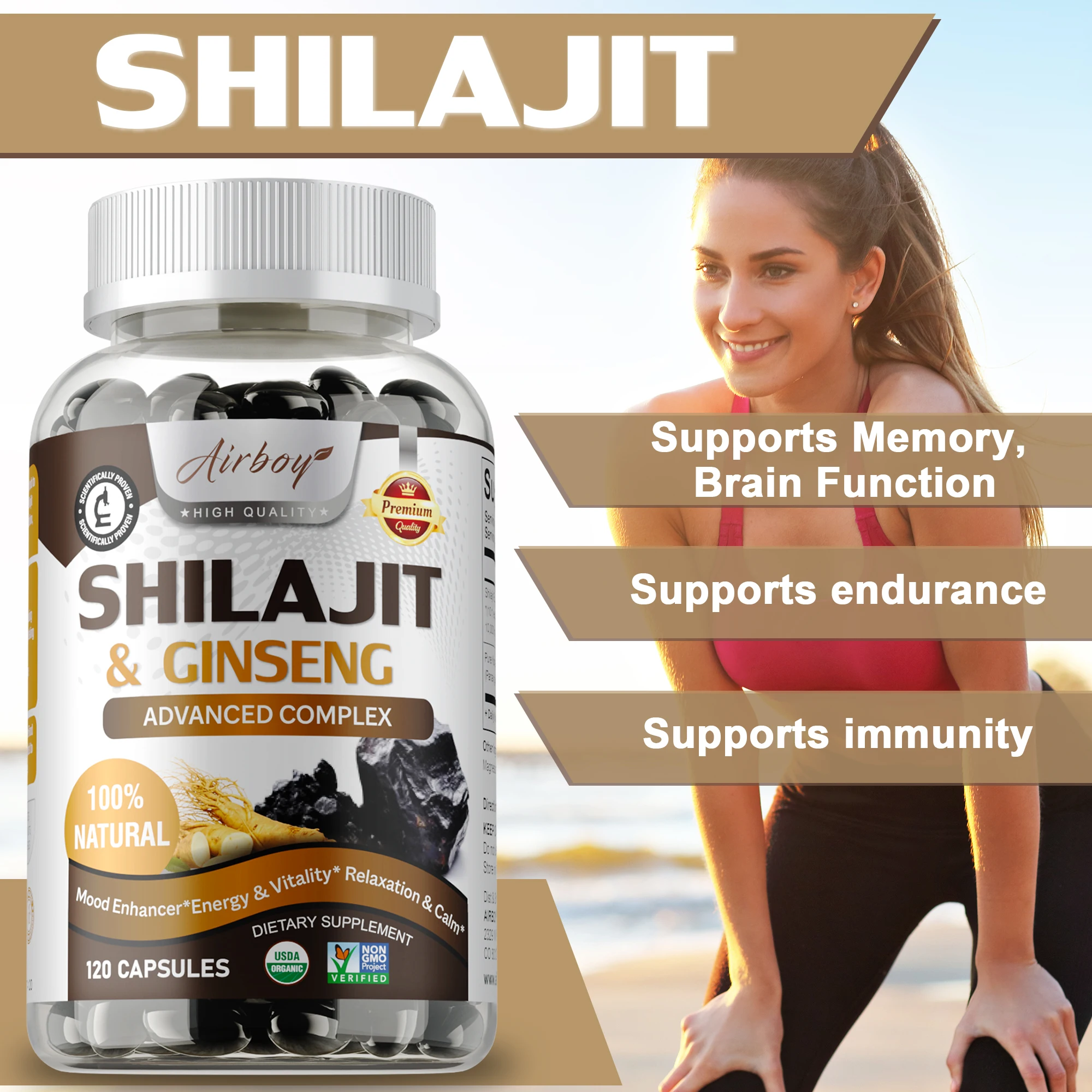 

Shilajit Capsules - Provides Energy and Endurance, Promote Heart and Blood Circulation, Enhances Brain, Improve Mental Clarity