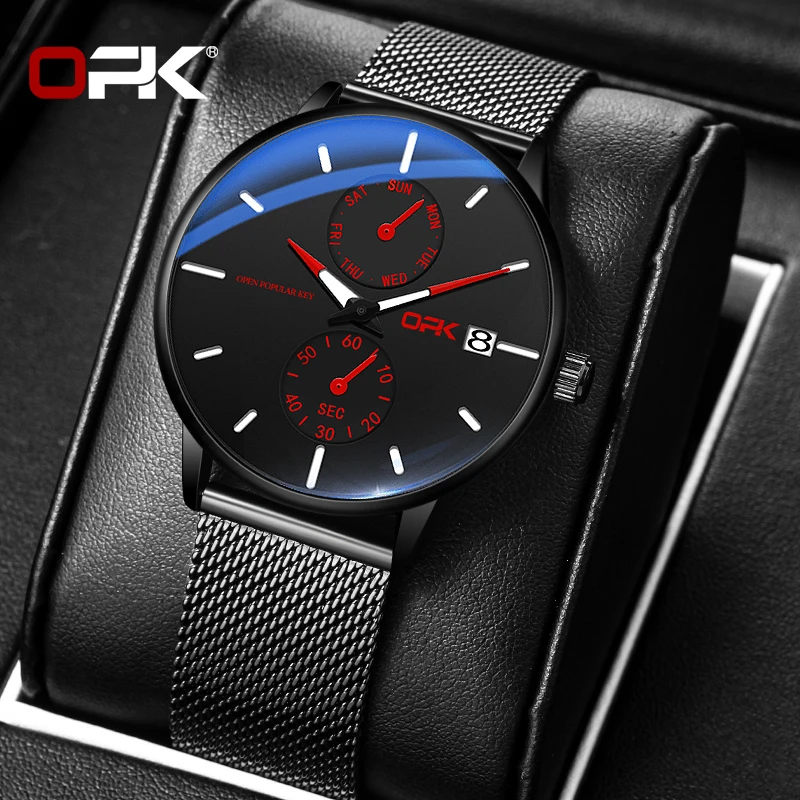 

OPK Fashion Leisure Quartz Men's Watch Waterproof Luminous Men's Watch Weekly Chronograph Sport Simple Men's Watch