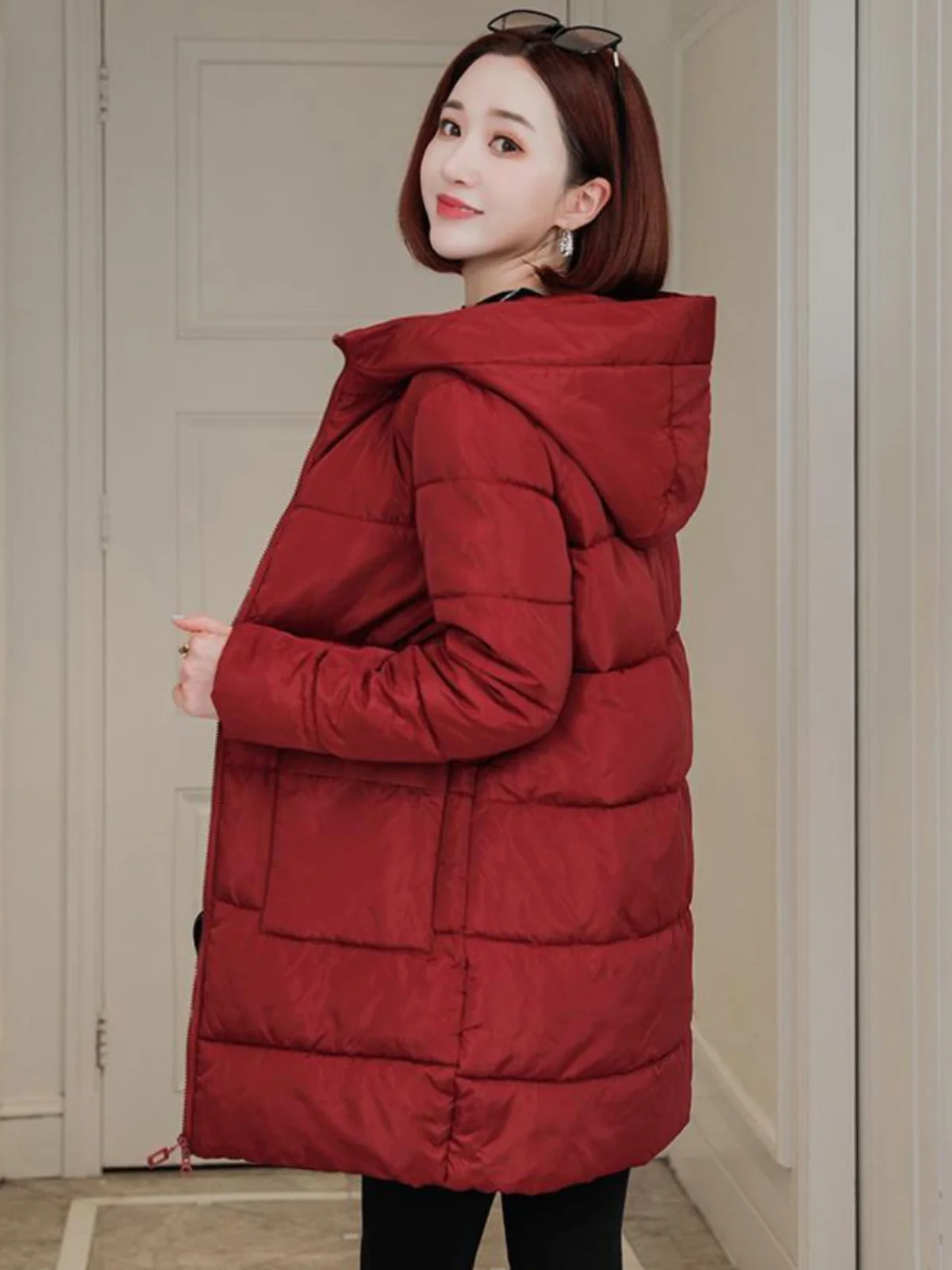 

Модный зимний хлопковый тюнер большого размера, свободный пуховик, теплая женская модная универсальная молния из полиэфирной ткани среднего возраста