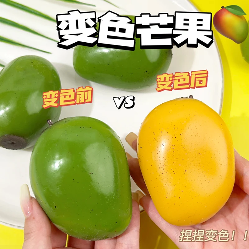 Creative Color Changing Mango Squishy Slow Rising Stress Relief Ball Decompression Toy Novelty Anti Stress Gadget for Kids