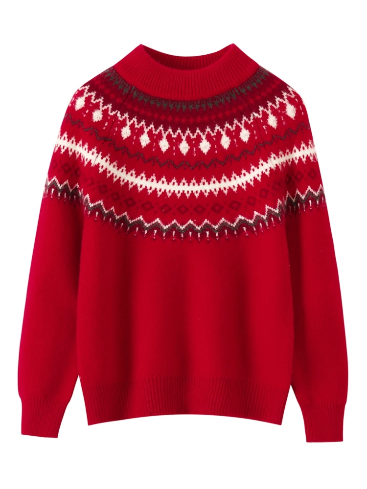 Soft Pullover Thick Warm 100% Merino Wool Knitted Sweater Long Sleeves Autumn Winter Casual Loose Children's Clothing Tops