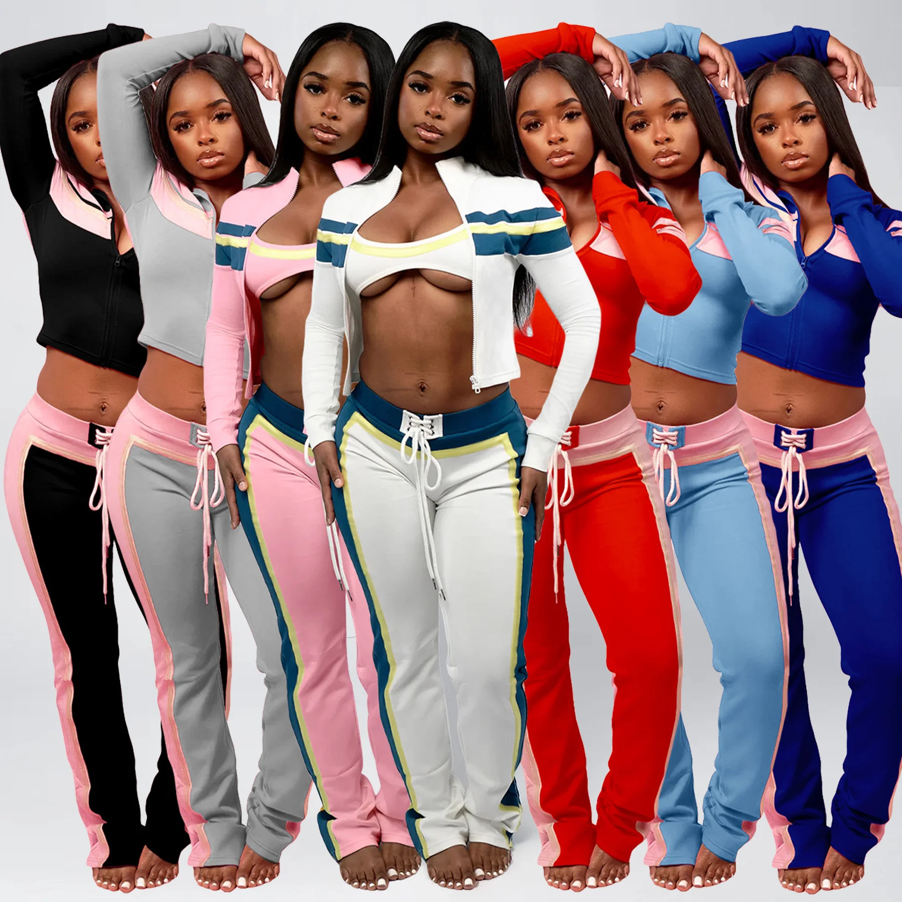 

Crop Jackets 2 Piece Pant Set Outfits Women Fashion Designer Coats Joggers Tracksuit Sexy Elegant Sweatsuits Two Piece Sets