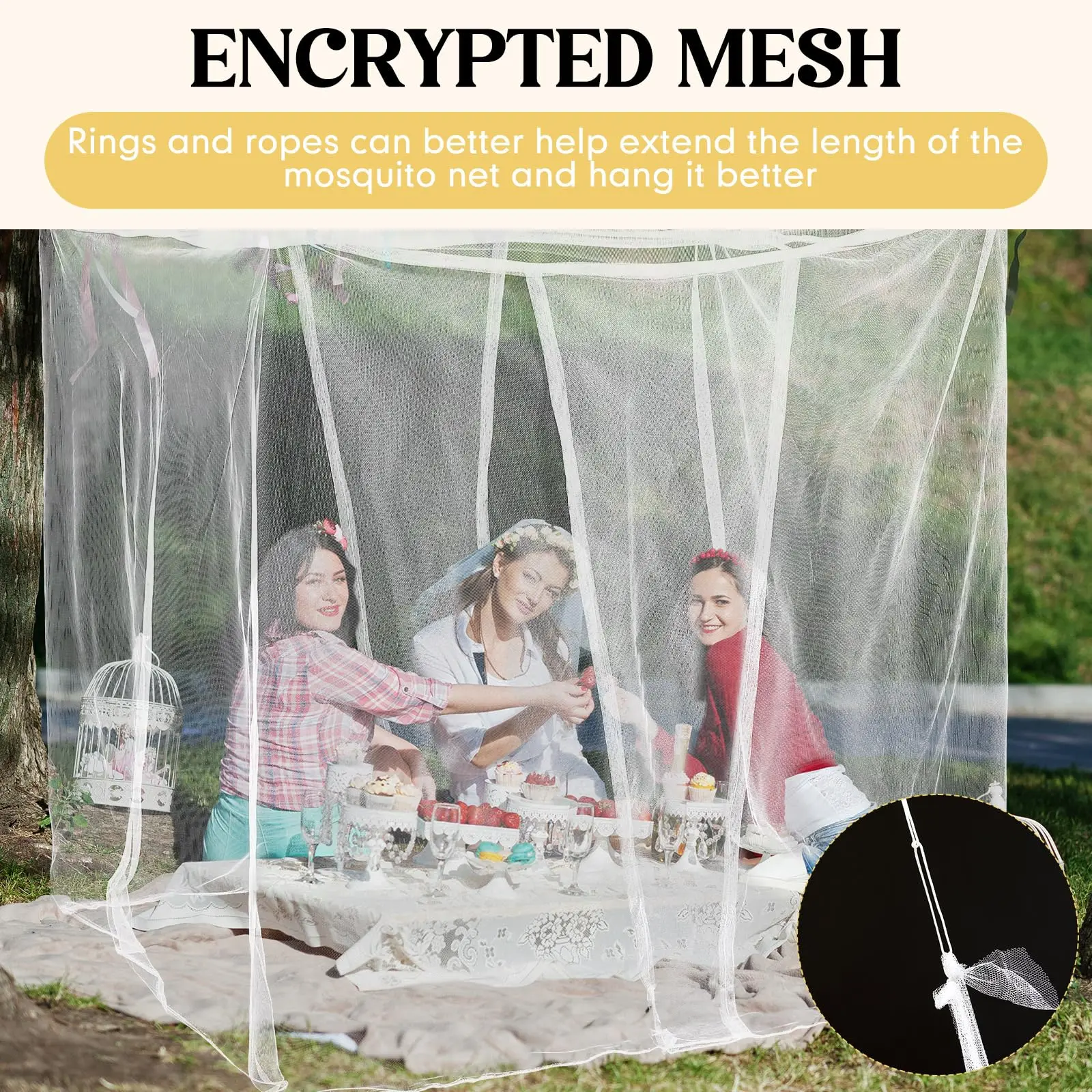 Four-Person Portable Mosquito Net Tent-Easy-to-Install Indoor/Outdoor Insect Bed/Camping Shelter