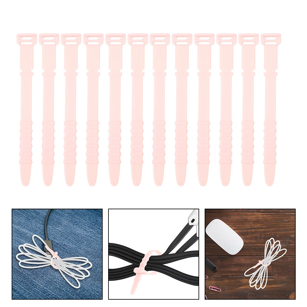 

12 Pcs Wire Holders for Cords Silicone Cable Manager Organizer Headphone Adjustable Organizers Pink