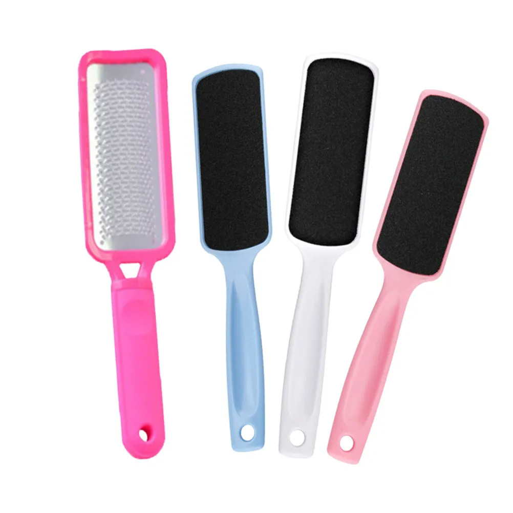 

1pcs Rosy Stainless Steel Foot File White Pink Light Blue Double Sided Sandpaper Pedicure Tool For Callus Removal Hard Skin