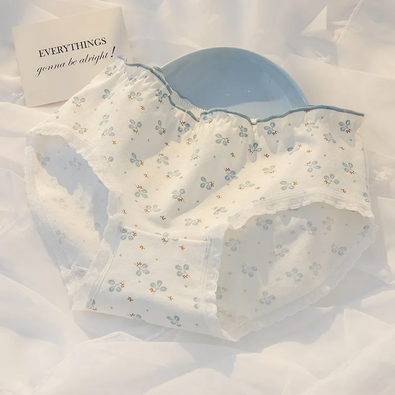 2022 Cotton Women\'s Underwear Sexy Lace Panties For Woman Girl Bow Comfort Briefs Mid Waist Seamless Panties Female Lingerie