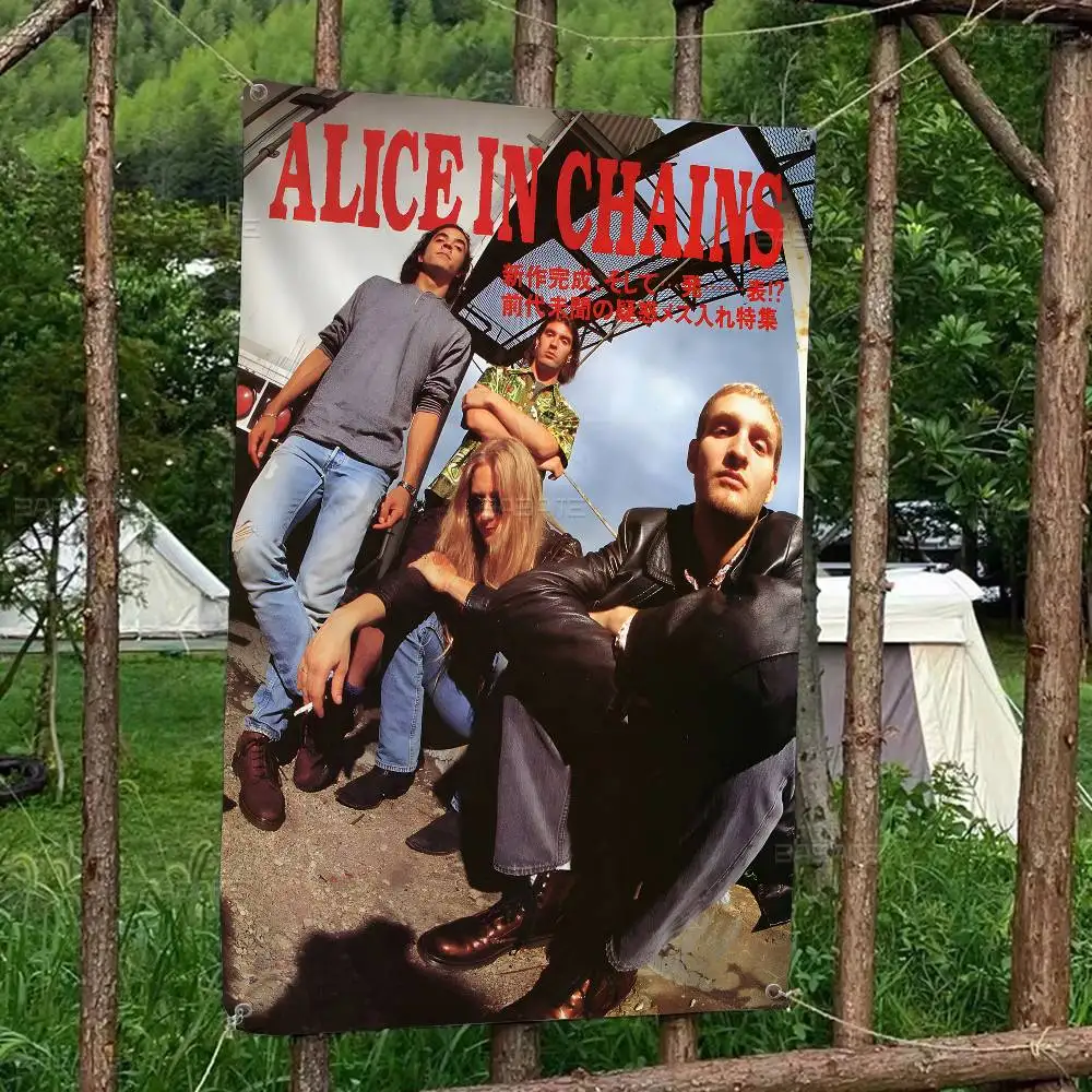 A-Alice in Chains Band Creative Pattern Hanging Flag Polyester Printed Banner Hand Pulled Flag