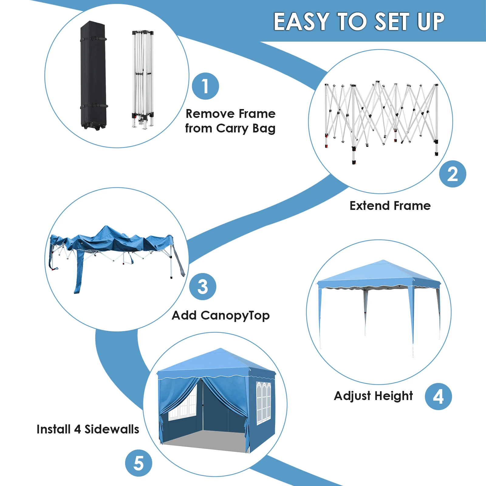 AOOU Toldo emergente de 10x10 pies con 4 paredes laterales, tienda con dosel instantáneo serie Ez Up comercial, cenador portátil para exteriores con bolsa con ruedas