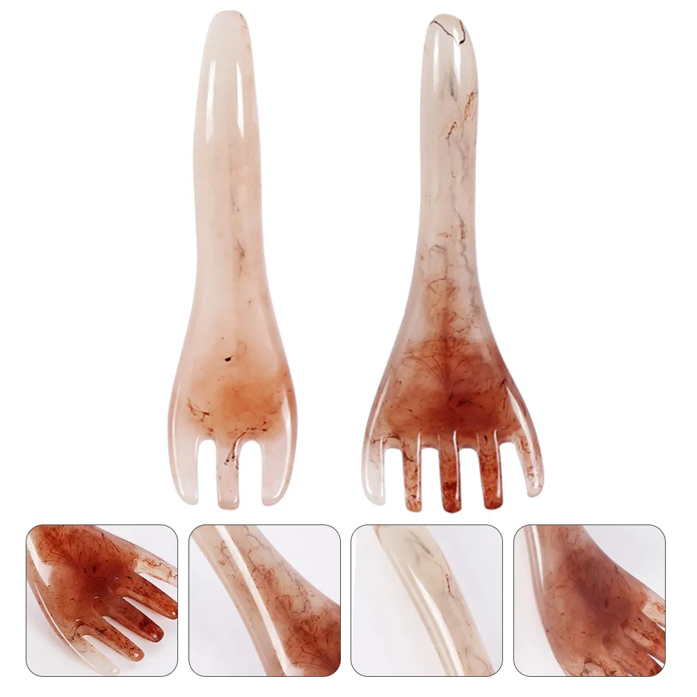 2Pcs Head Scalp Massage Scraper Comb Set Guasha Scraping Massager for Blood Circulation Skin Rejuvenation Stress Relief