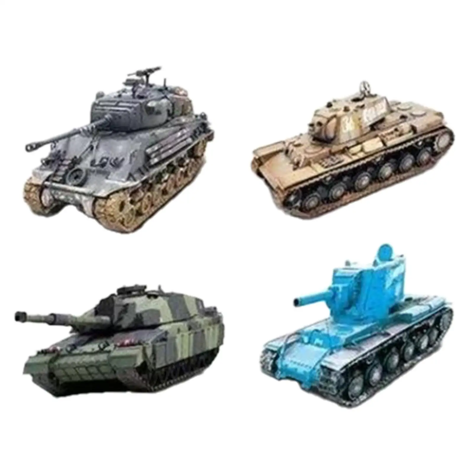 

4Pcs 4D Miniature Tank Models Compact Quick Assembly Desktop Decor Interactiv Toy for Kids Adults DIY Tank Armored Vehicle