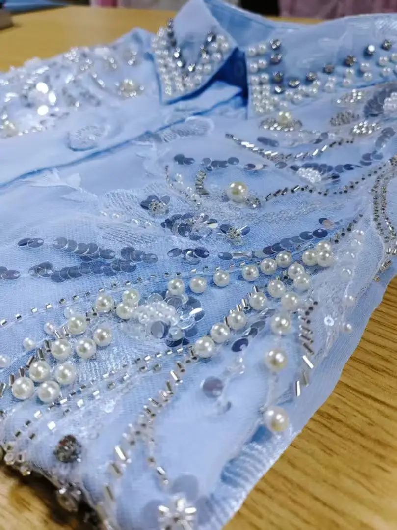 หรูหราสไตล์ Sparkle Rhinestones ผู้หญิงฤดูใบไม้ผลิฤดูร้อนหลวมเสื้อลําลองเสื้อ Oversize เสื้อนอก