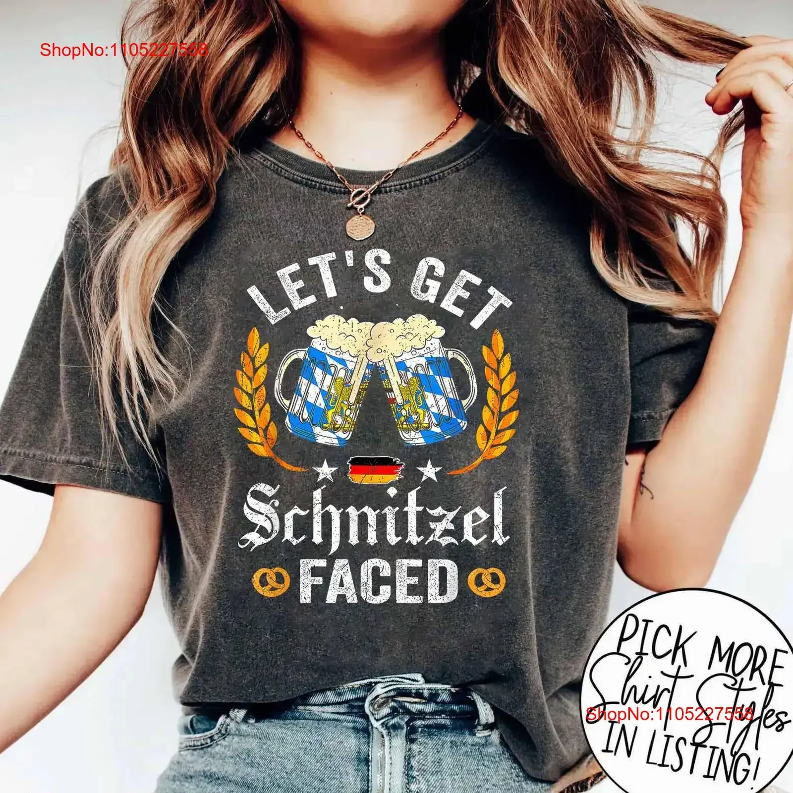 Oktoberfest 2024 T Shirt Let's Get Schnitzel Faced German Beer Drinking Festival ProsT vintage Washed Soft designer clothes