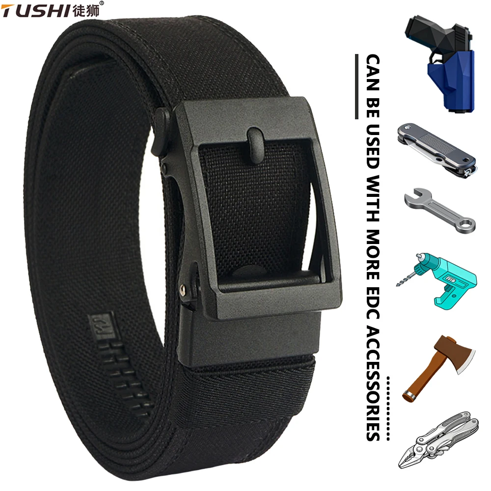 TUSHI New Hard Military Belt for Men and Women Tight Nylon Tactical Outdoor Belt Metal Automatic Buckle IPSC Belt Casual Girdle