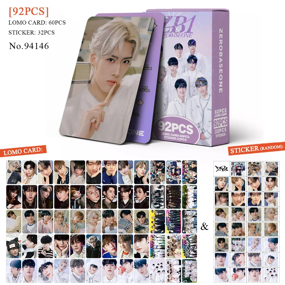 

KPOP ZB1 60pcs LOMO Card 32pcs Stickers JiWoong GunWook GyuVin Peripheral Boxed Dormitory Decoration ZhangHao Fans Collection