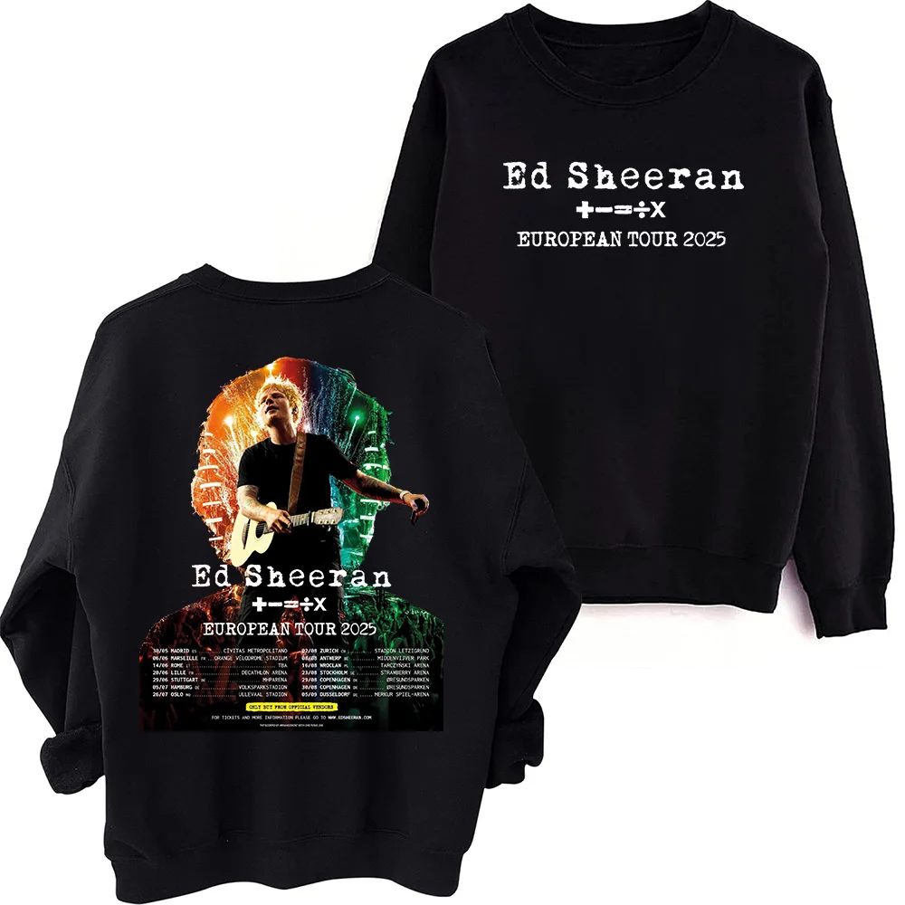 

Ed Sheeran european tour 2025 Sweatshirt Harajuku Round Neck Long Sleeve Oversized Tops Fans Gift Tops