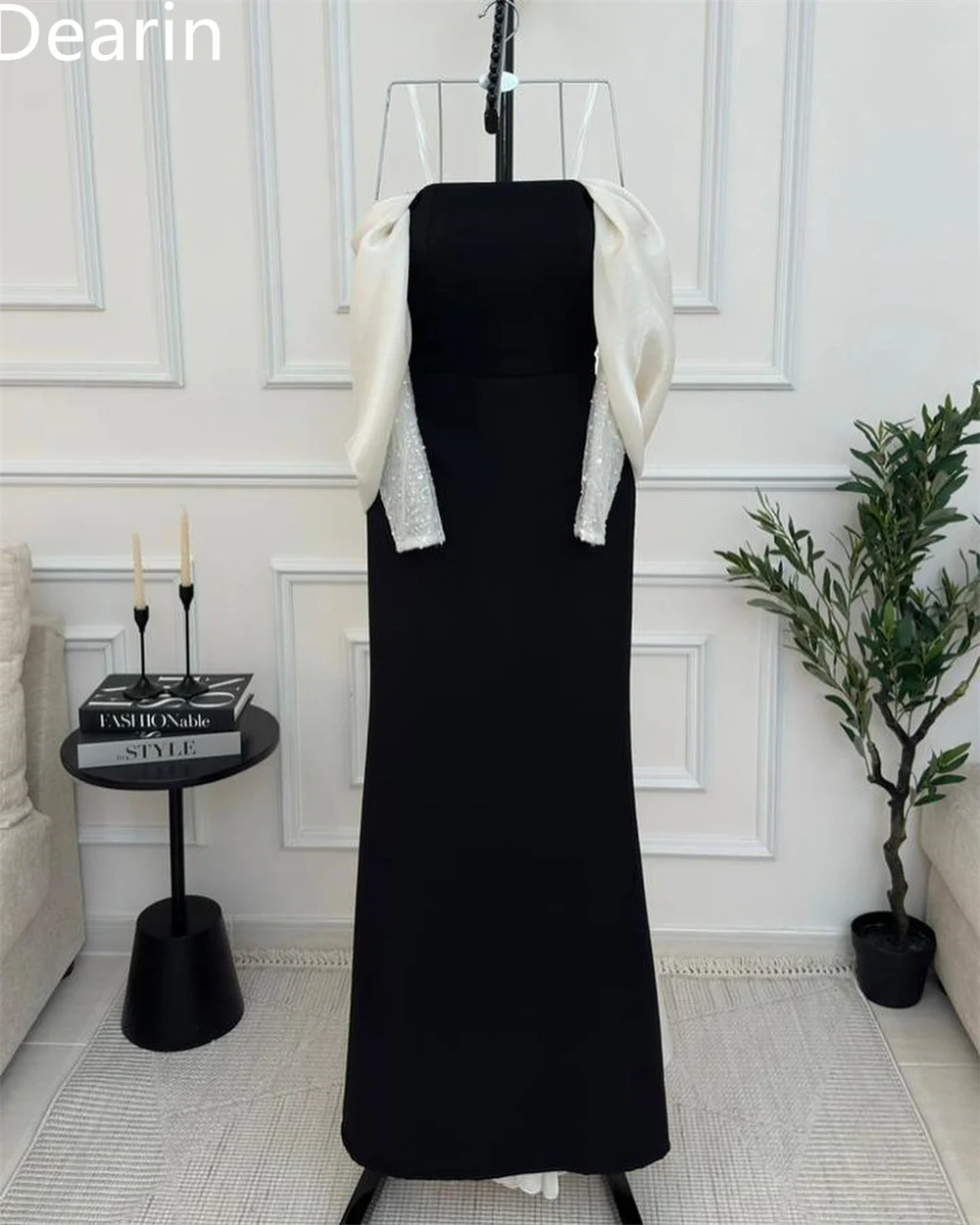 Customized Saudi Arabia Dearin Off-the-shoulder A-line Floor Length Skirts Sequin Tulle Draped Bespoke Occasion Dresses Evening