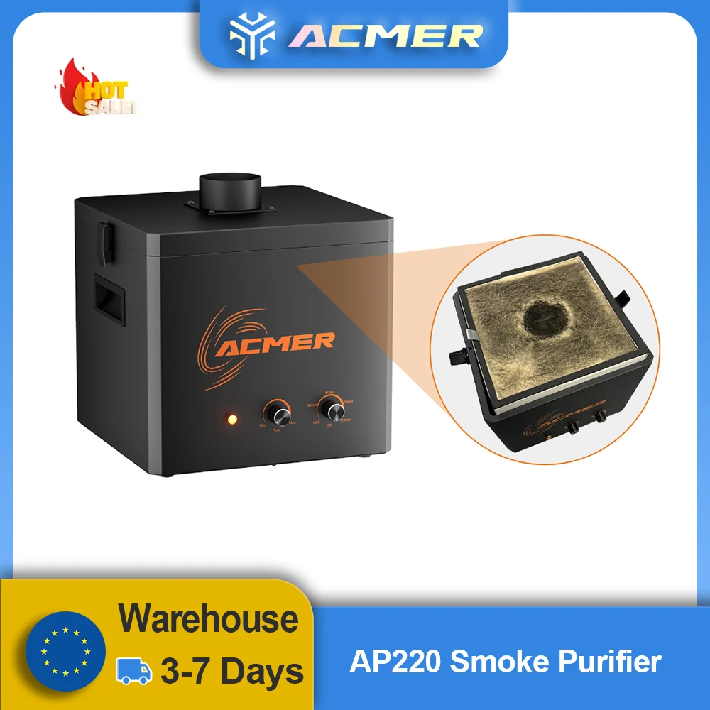 

ACMER AP220 Low Noise Smoke Air Purifier 3-layer Replaceable Filter Element for Laser Engraver Air Purification Debris Removal