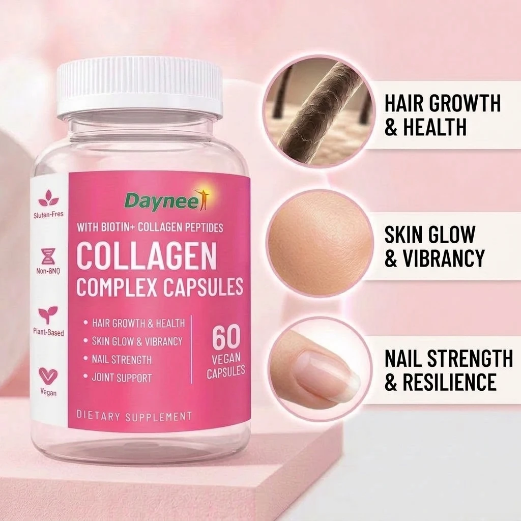 Collagen Biotin Gummies Hair Growth Skin Glow Beauty Nail Strength Joint Support with Collagen Peptides 60pcs for Brittle Nails
