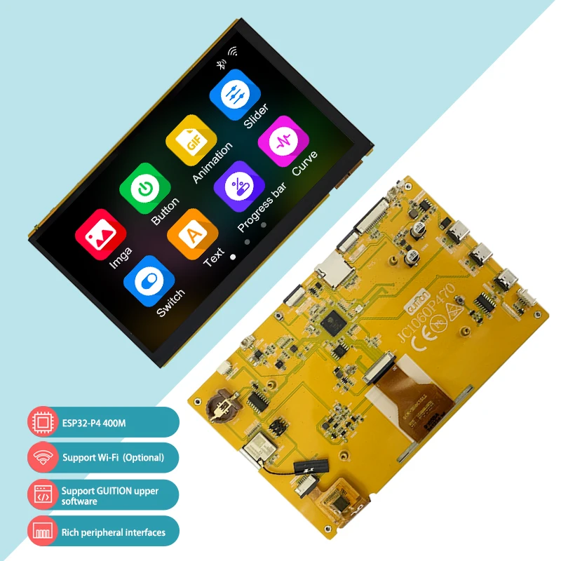 

ESP32P4 7-дюймовый емкостный сенсорный 32 м PSRAM 16 м FLASH 1024*600 плата/порт для камеры/порт динамика для Arduino LVGL