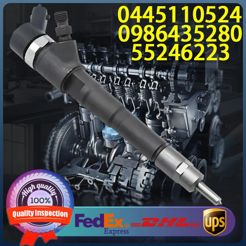 

0445110524 0986435280 55246223 Common Rail Injector For Alfa Romeo Giulietta Fiat Tipo Jeep Renegade 1.6 D Engine