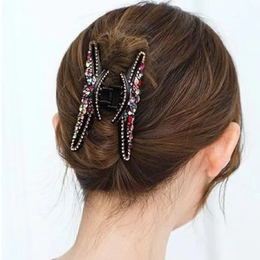 Korean hair accessories large rhinestone claw clip