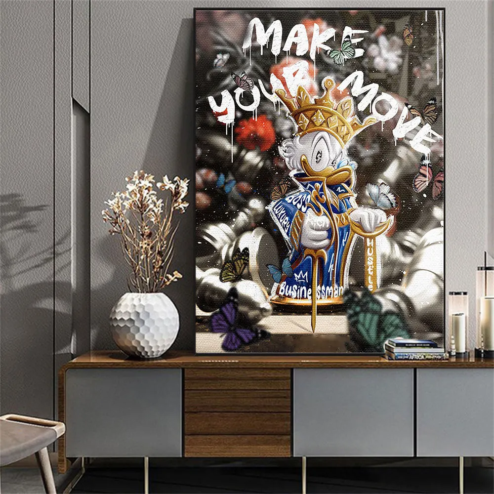 

Disney Make Your Move Donald Duck Canvas Painting Graffiti Pop Art Poster Print Wall Art Picture For Office Room Home Decoration