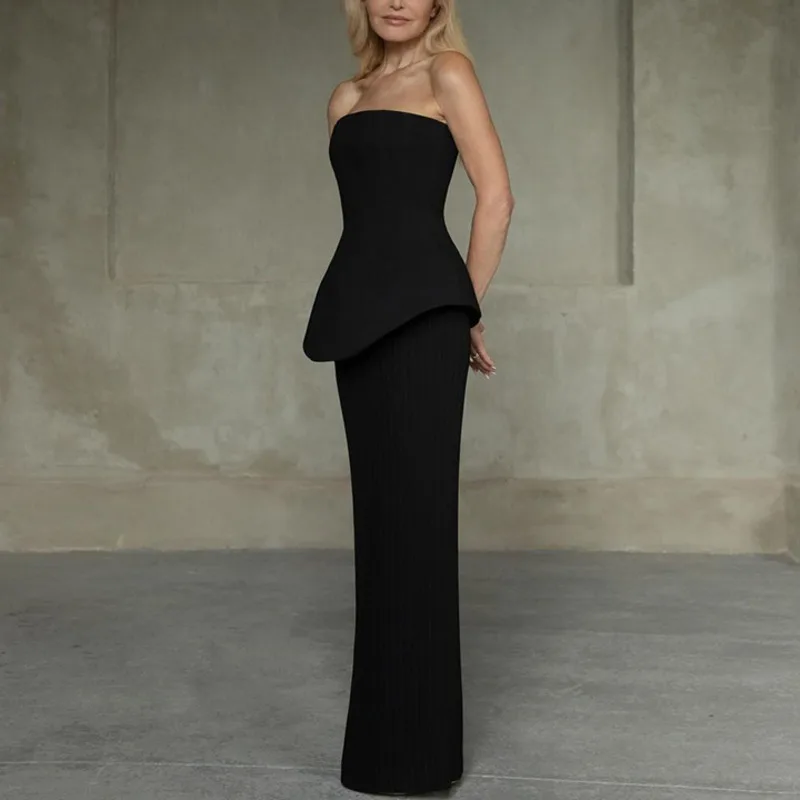 2025 Summer New Women's Comfort Elegant Backless Sleeveless Fashion Tops High Waisted Pleated Skirt Solid Color Two-piece Set