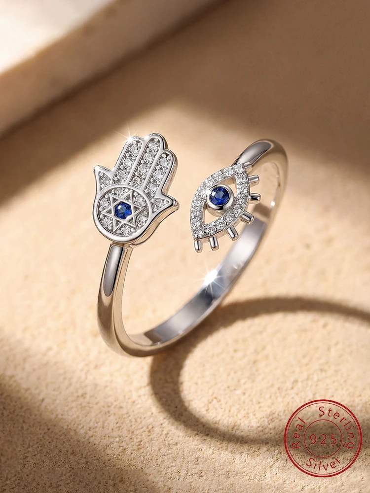 

Модное регулируемое кольцо из стерлингового серебра 925 пробы с дьявольским глазом для женщин, на помолвку, на годовщину, для повседневной носки, высококачественные ювелирные изделия