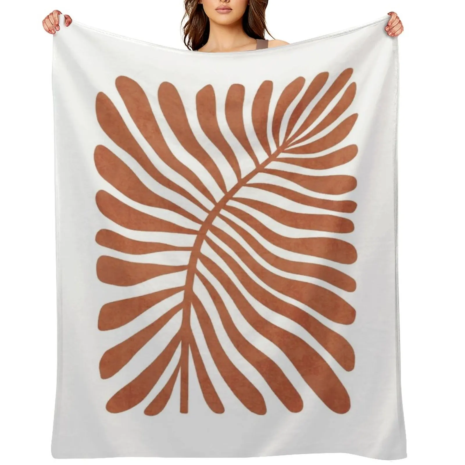 

Terracotta abstract leaf Throw Blanket Extra Large Throw Personalized Gift Quilt Cute Blankets