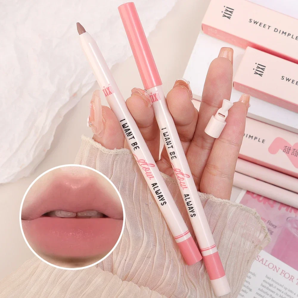 Waterdichte Nude Matte Lipliner Pen Natuurlijke Omtrek Lippen Contour Lippenstift Duurzame Anti-Stick Cup Lippen Liner Potlood Vrouw Cosmetica