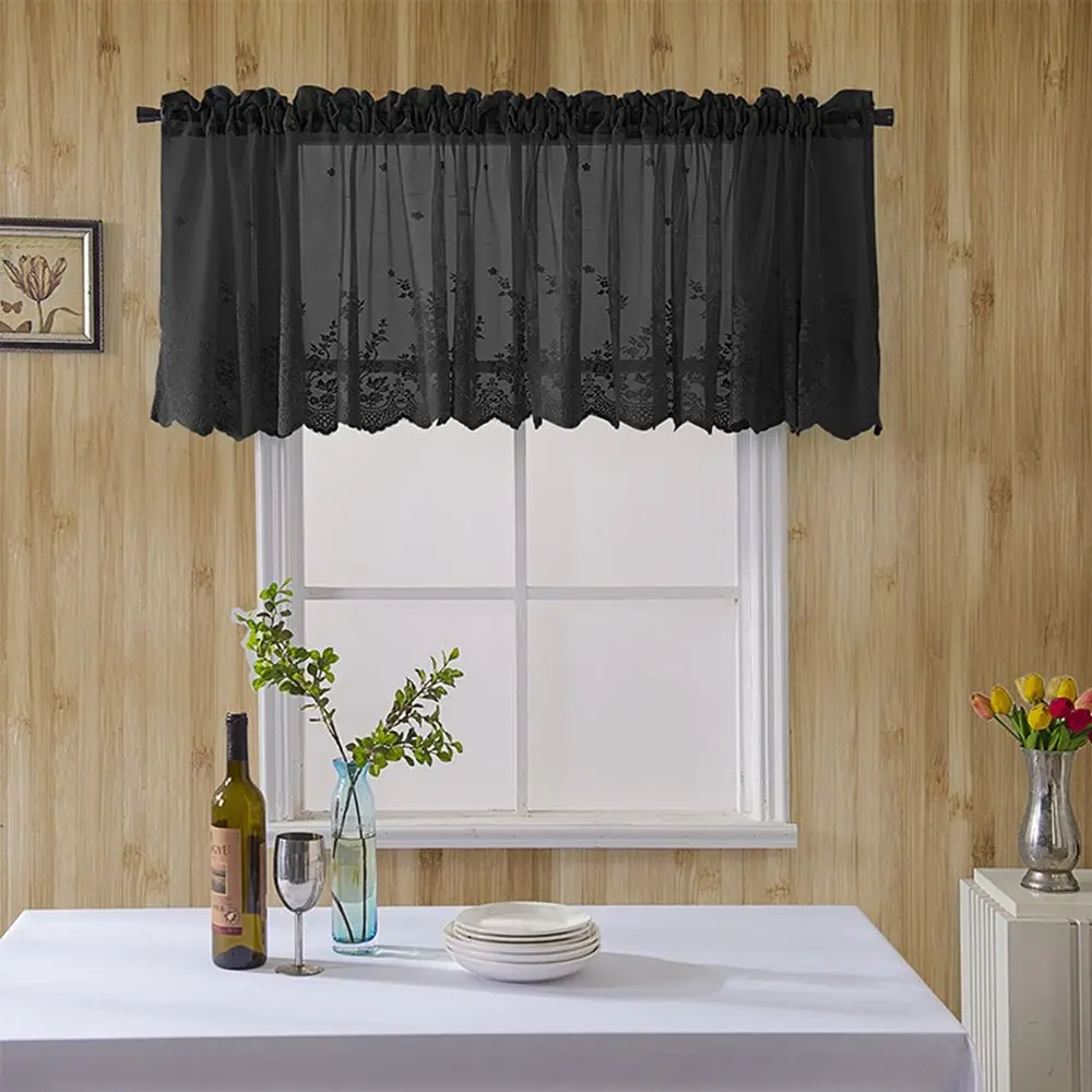Floral Embroidered Jacquard Bedroom for Cabinet Door Cafe Coffee Window Curtain Home Decor Window Drapes Short Curtains