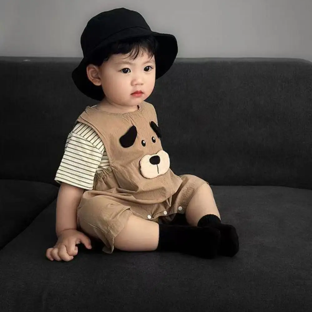 Cute Stripe Baby Jumper Romper Overalls Bodysuit Cartoon Dog Baby Jumpsuit Cotton Infant Romper Toddle Climb Suit Gifts