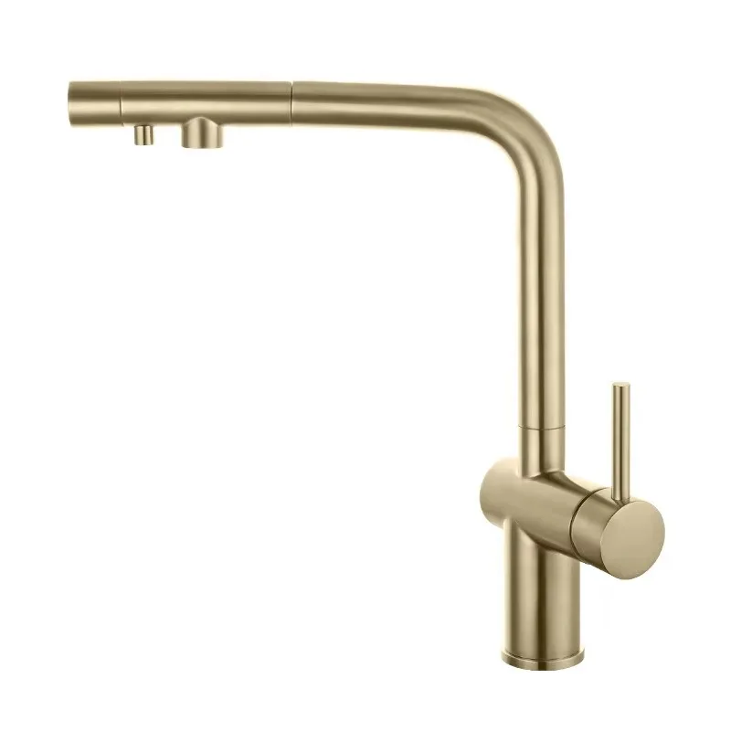 التصميم الحديث 3 في 1 صنبور المطبخ للشرب المباشر مقبض واحد صمام السيراميك سحب خارج تنقية المياه الحنفية لفتحة واحدة #4