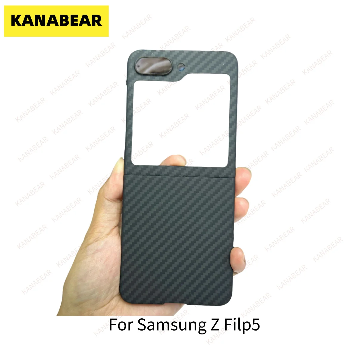 KANABEAR is suitable for Samsung Galaxy Z Flip5 magnetic suction Kevlar carbon fiber phone case color blocking Flip5 protection