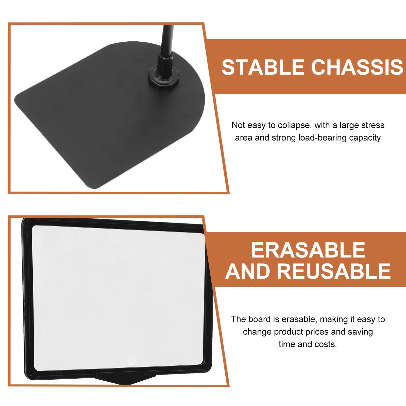 

A4 Erasable Price Display Board Retractable Shelf Stand Supermarket Supply Multi-Function Label Rack Stainless Steel Plastic