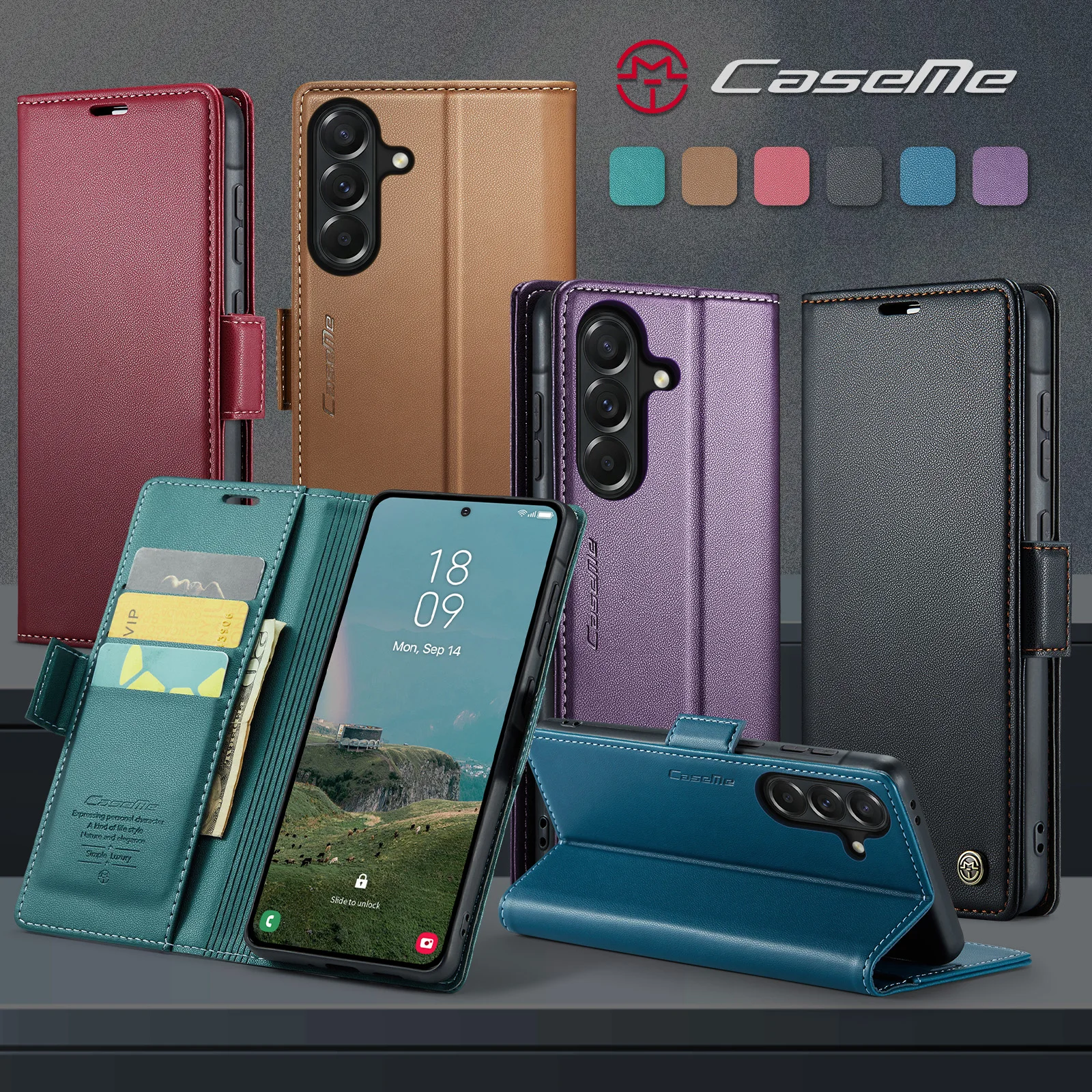 CaseMe Luxus Magnetische PU-Leder Handyhülle für Samsung Galaxy A37 Stoßfeste Kartenhalter-Taschenhülle für Samsung Galaxy A57