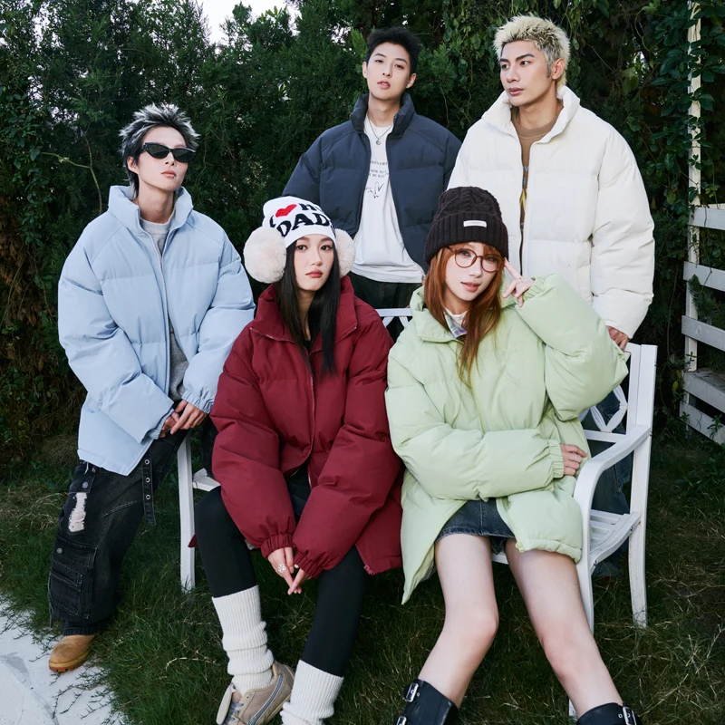 

Thiened Basic Sle Stand Collar Cotton Jaet Men's Winter Faion Brand High Sensation Bread Sle Large Size Cotton Coat