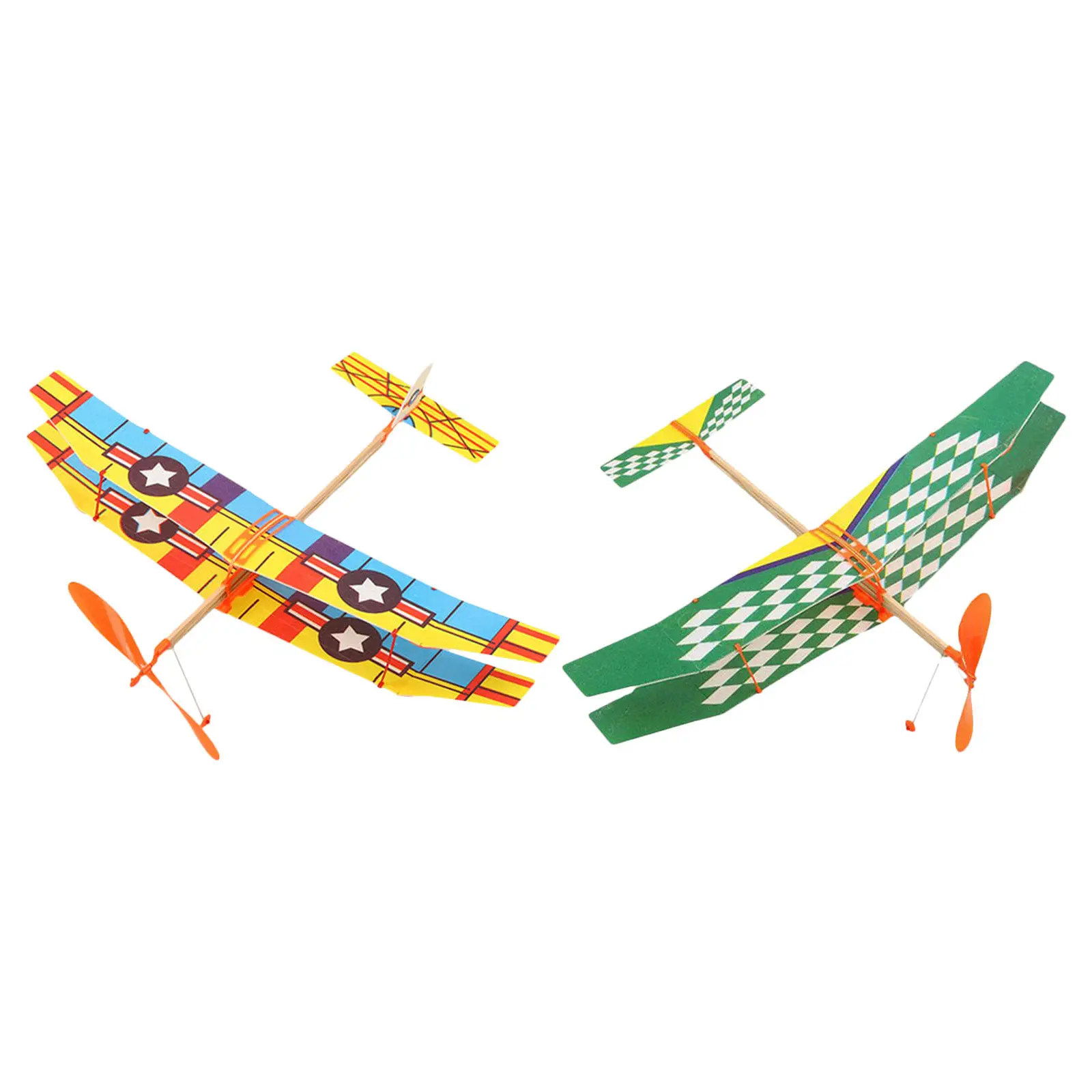 

2Pcs Rubber Band Airplane Educational DIY Assemble Kids Glider Biplane Aircraft Flying Activity Development Airplane Toys