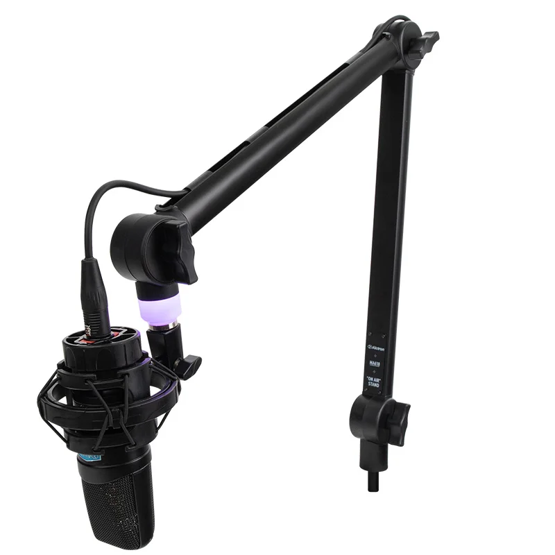 MA618 ALCTRON  Deluxe Aluminum Scissor Arm Microphone Stand Adjustable Broadcast Recording with Flexible Suspension Mounts Stand